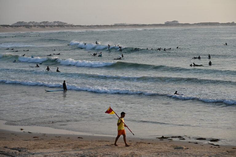Surfing with Northwest Wind in Portugal. The option from North to South.