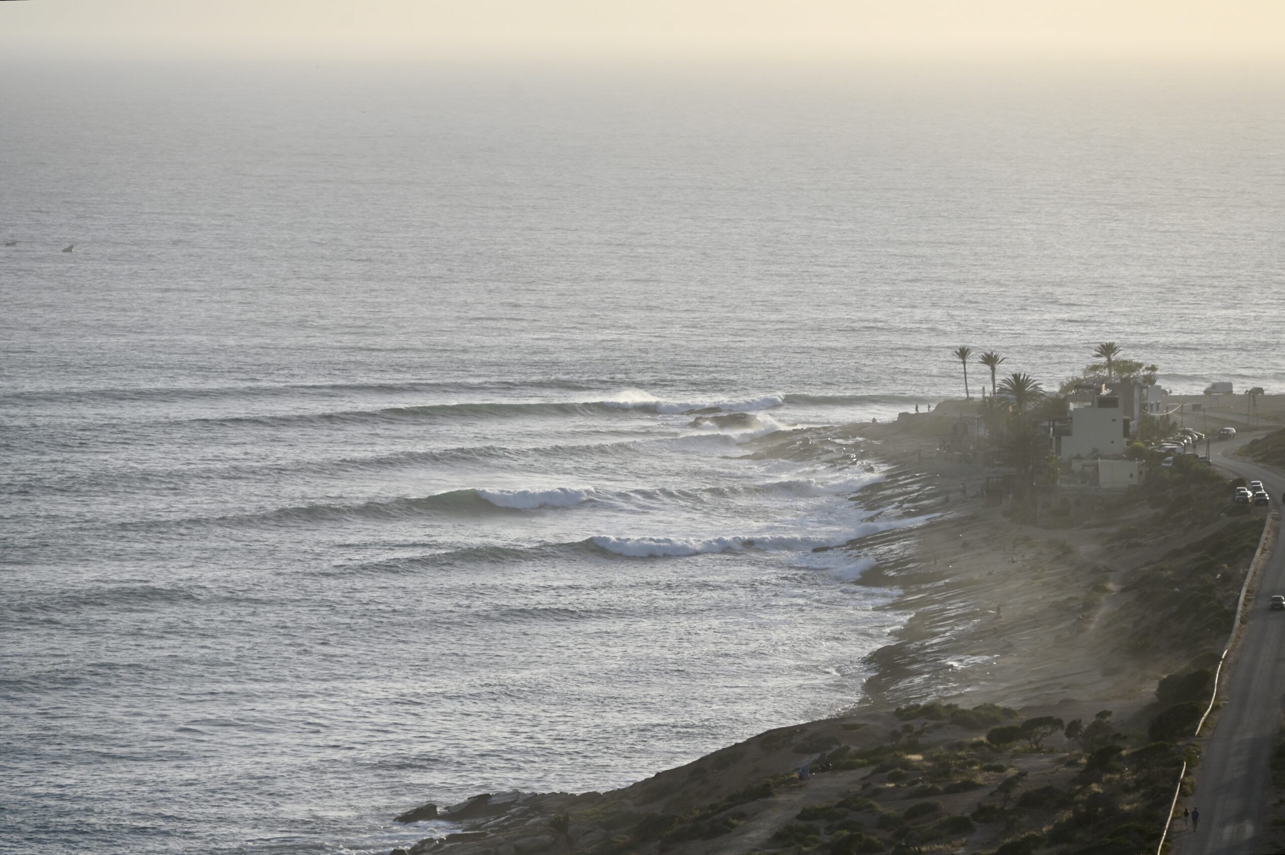 View from Taghazout skatepark at sunset