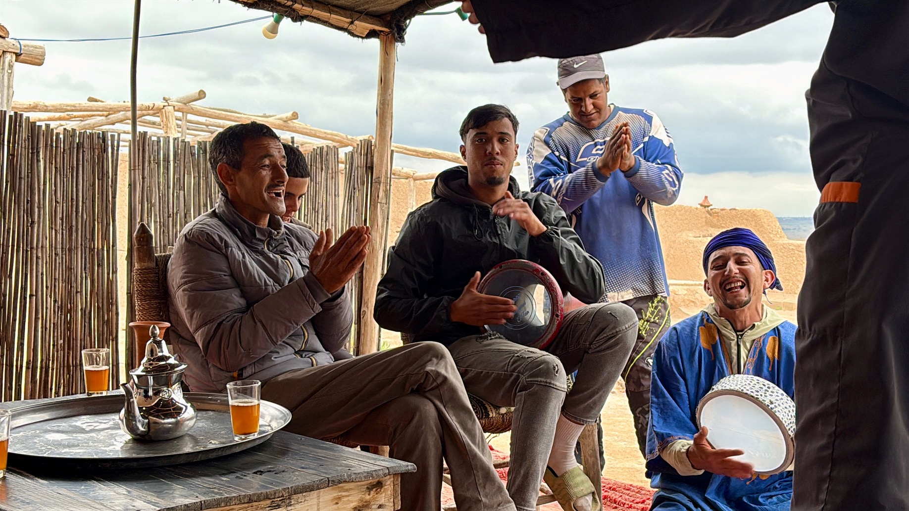 Moroccan people in the Agafay Desert